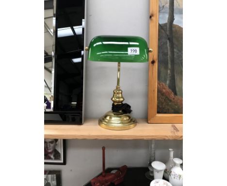 A brass electric banker's lamp