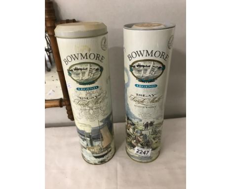 2 bottles of Bowmore Legend Islay single malt Scotch whisky.