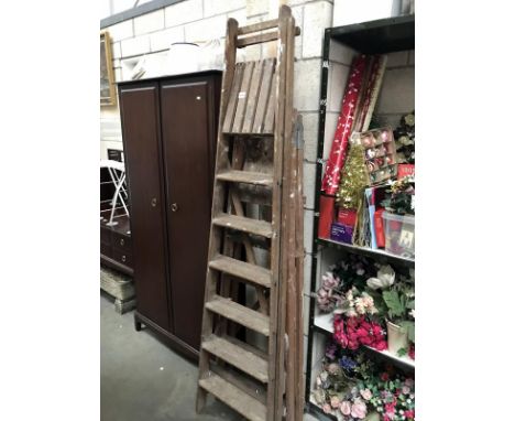 2 vintage wooden step ladders