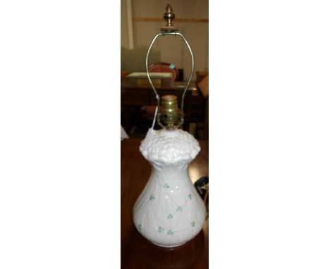 A Belleek table lamp base.