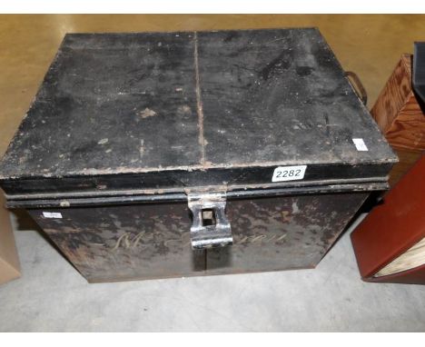 An old tin trunk.
