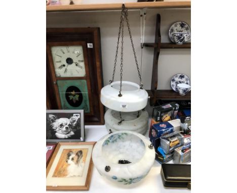 3 1930's fly catcher lamp shades