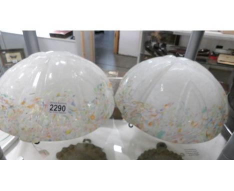 A pair of 1930's glass 'Fly catcher' lamp shades.