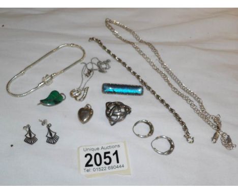 A quantity of vintage and other silver jewellery including bracelet, earrings, brooches etc.,