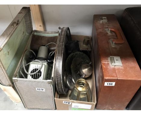 A mixed lot including Alvis Super projector, silver plated items, vintage suitcase etc.