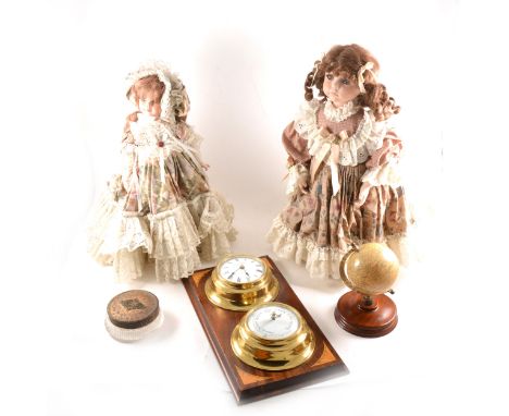 Three Victorian style costume dolls; and a Corona Model 3 portable typewriter, cased.