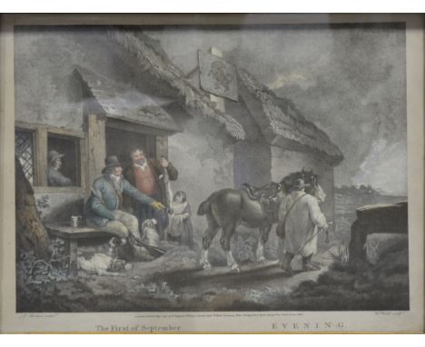 After George Morland, The Door of The Village Inn, colour print, 40cm x 51cm; and four other prints after George Morland.