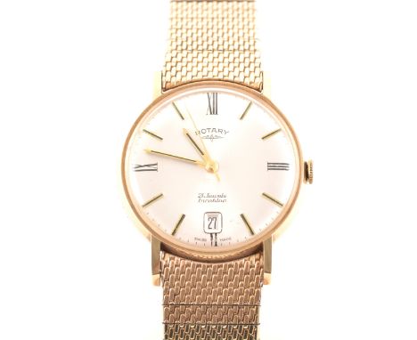 Rotary - a gentleman's 9 carat yellow gold 21 Jewel Incabloc wrist watch, circular silvered baton dial with centre seconds ha