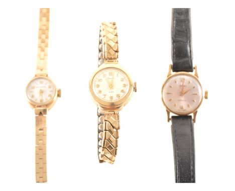 Baume - a lady's 9 carat yellow gold bracelet watch, circular cream baton dial in a 9 carat yellow gold case with 5mm wide fi