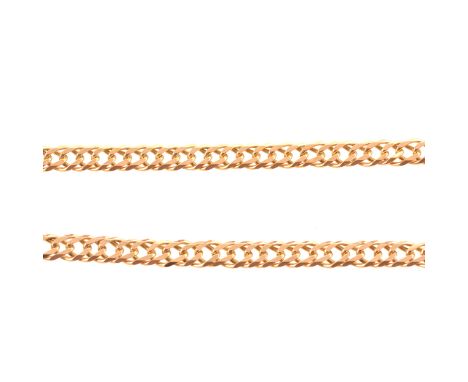 A 9 carat yellow gold chain necklace, 4.5mm gauge flat curb links, 45cm long, approximate weight 13gms.