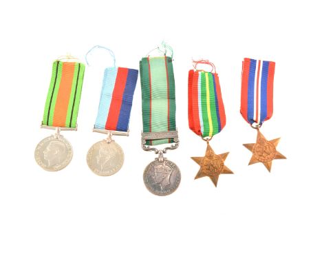 Five War Medals - 4857 886. Pte. E S Tuffin. Leic. R. India General Service Medal, North West Frontier 1937-39 bar, 1939-1945
