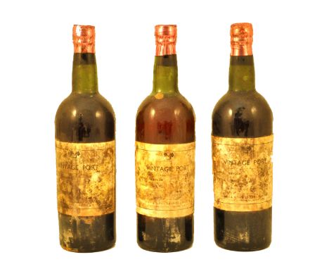 Taylor's 1955 Vintage Port, Army &amp; Navy Stores label, base of neck and lower.