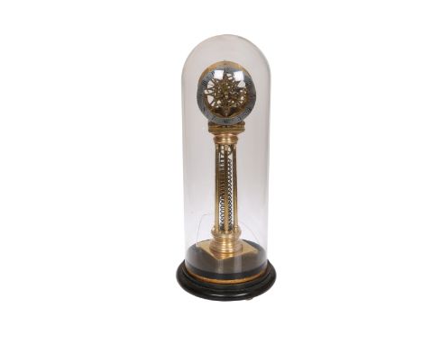 An architectural brass spring-up clock, signed William Smith, Musselburgh, the 5" steel chapter ring signed William Smith Mus