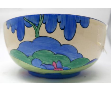 An Art Deco Clarice cliff ceramic bowl with Fantasque/Bizzare pattern, H.10 W.22cm 