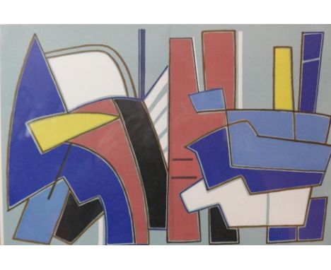 Alberto Magnelli (1888-1971), an original abstract lithograph, drawn and printed at the Mourlot Studio, 1967, framed and glaz
