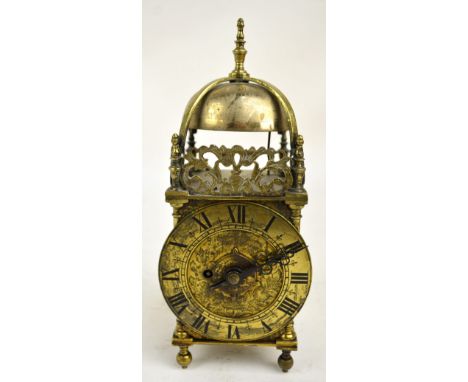 ROBERT ROBINSON OF LONDON; a 19th century brass thirty hour lantern clock, the circular dial set with Roman numerals, inscrib