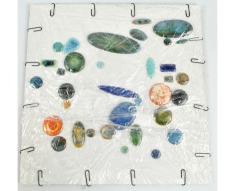 RUSKIN; a collection of variously coloured ceramic cabochons, in differing shapes and sizes, the largest oval example 9.5 x 3