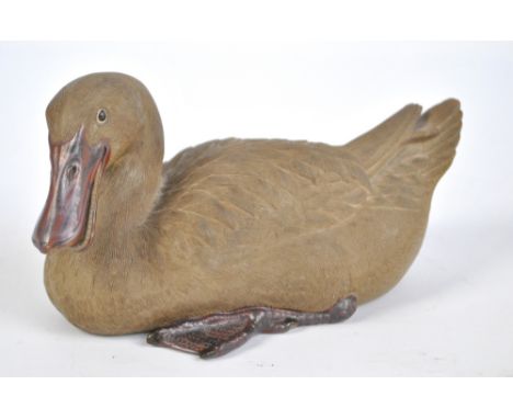 A Japanese Banco Ware ceramic figure of duck, length 20cm.