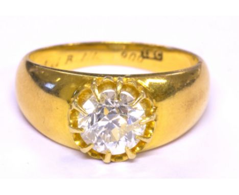 An 18ct yellow gold and diamond gentleman's signet ring, the round brilliant cut stone approx 1.63cts, colour H, clarity I2, 