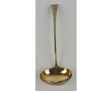 THOMAS NORTHCOTE; a George V hallmarked silver Old English pattern soup ladle with oval bowl, initialled H to the finial, Lon