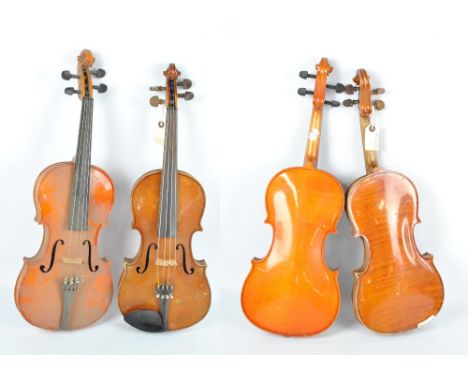 A three quarter size Czechoslovakian Stradivarius copy violin and a modern Skylark (2).