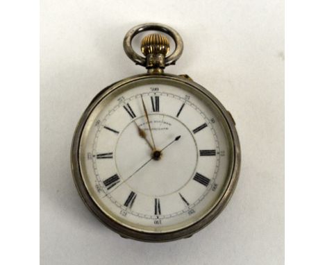 An early 20th century hallmarked silver open faced crown wind 'Centre Seconds Chronograph', the circular enamel dial set with