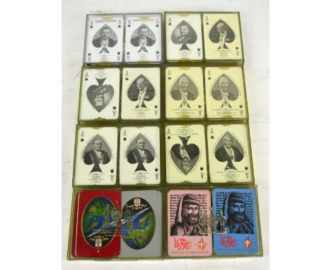 A collection of limited edition playing cards including 'First Moon Ride Apollo 15 1971'.