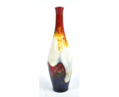 A Royal Doulton Chang flambé vase by Noke, with drip glazed decoration, printed and painted marks to base, height 21cm. CONDI