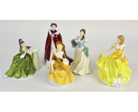 Four Royal Doulton figures; HN2275 'Sandra', HN2382 'Secret Thoughts', HN4240 'The Flower of Scotland' (second quality) and H