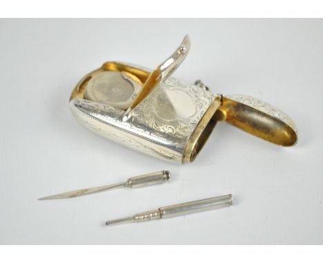 WILLIAM NEALE; a Victorian hallmarked silver combination sovereign case/vesta case with toothpick and propelling pencil, over