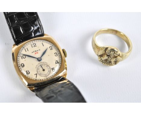 AUDAX; a 1930s gentleman's manual wind non-magnetic wristwatch, the circular dial set with Arabic numerals and with subsidiar