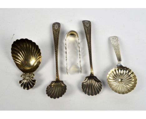 JOHN TURNER; a George III hallmarked silver bright cut decorated caddy spoon initialled W.N,  Birmingham 1802, a further scal