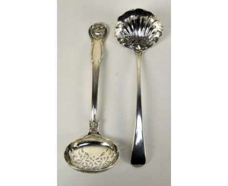 GEORGE SMITH III & WILLIAM FEARN; a George III hallmarked silver Old English pattern sauce ladle with scallop mould bowl, Lon