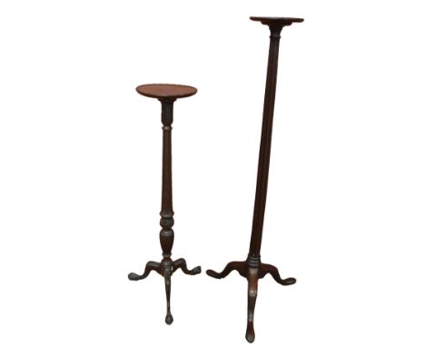 A 19th century jardinière stand with fluted column and outswept tripod feet, height 158cm, and a smaller circa 1920s example 