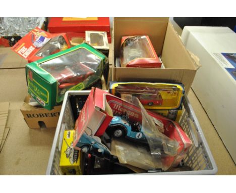 A collection of various predominantly boxed toy vehicles including Dinky Mercedes Benz truck and trailer, no.917, Corgi Major