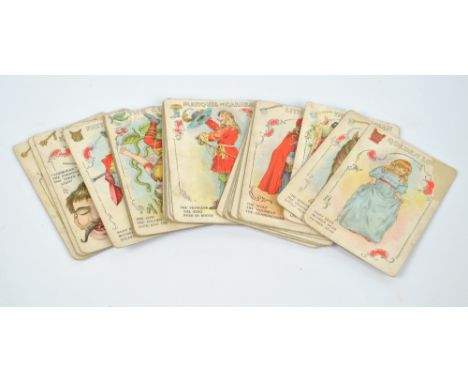 A set of twenty-seven 19th century nursery rhyme playing cards to include 'Little Red Riding Hood', 'Puss in Boots' and 'Jack