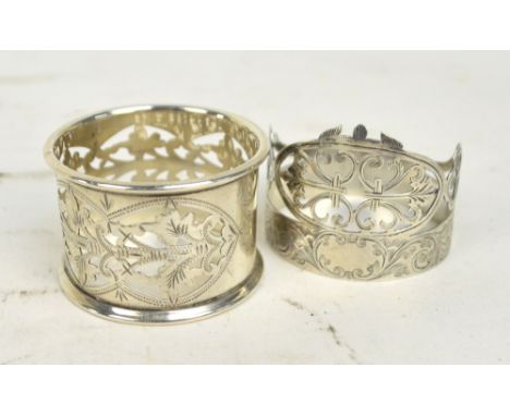 COLEN HEWER CHESHIRE;  a Victorian hallmarked silver napkin ring in the form of a pierced coronet, Birmingham 1878 and a pier