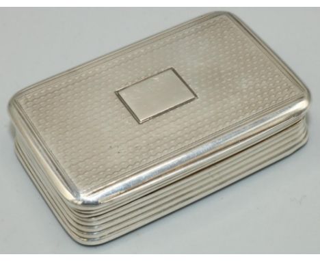 George III hallmarked silver large rectangular vinaigrette, hinged cover with vacant cartouche on an engine turned ground, gi