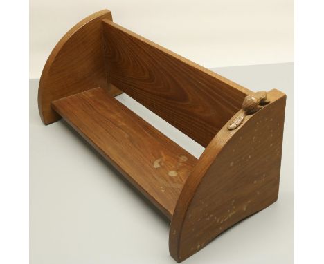 Colin Beaverman Almack of Sutton-under-Whitestone Cliffe - an oak book trough, curved end supports carved with signature Beav