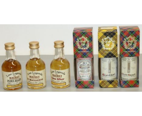 Gordon &amp; MacPhail Tartan Miniature Collection - Two Glen Grant Highland Malt Scotch Whisky distilled 1948 and GlenLivet 5