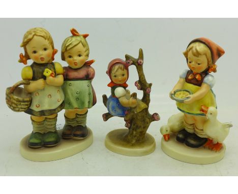 Three Hummel figures, two boxed