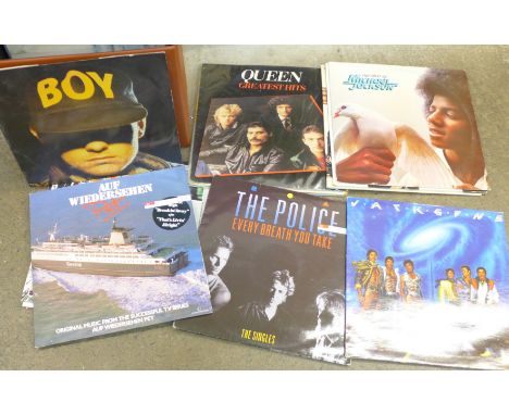 A case of LP records including The Who, The Police, Michael Jackson and The Pet Shop Boys