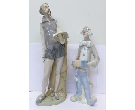 A Nao figure of Don Quixote and one other Spanish figure of a clown, Don Quixote a/f