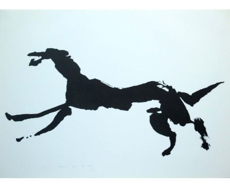 Louis le Brocquy HRHA, 1916-2012  
THE TAIN - LEAPING WOLFHOUND
 Brush lithograph, paper size 15" x 21 1/4" (38 x 54cm), sign