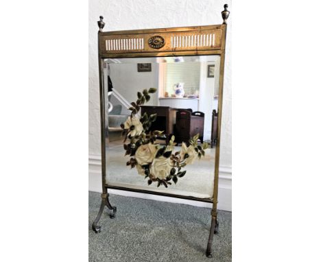 Small vintage hand painted brass mirrored firescreen
reasonable used condition