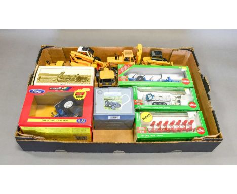 Various Diecast Tractors And Related Models including Britains Ford 7000, three Siku Farm models, Universal Hobbies Massey Fe