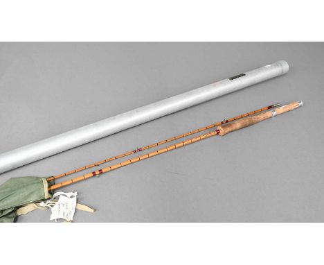 A Hardy JJH Triumph Split Cane Fly Rod 8'-9" #6 together with an aluminium tube.Excellent used condition, sections straight &