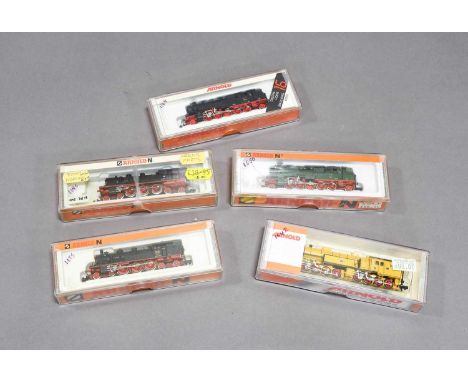 Arnold N Gauge Tank Locomotives 2277 0-8-8-0 K Bay Sts K 5751, 2281 2-10-2 KPEV 95028, 5002 4-6-4 DB 78211, 82283 2-10-2 DR 9