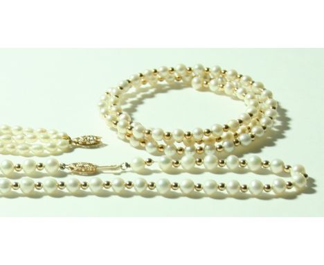 Pearl Bracelet, Matching Necklace And Another Pearl Necklace