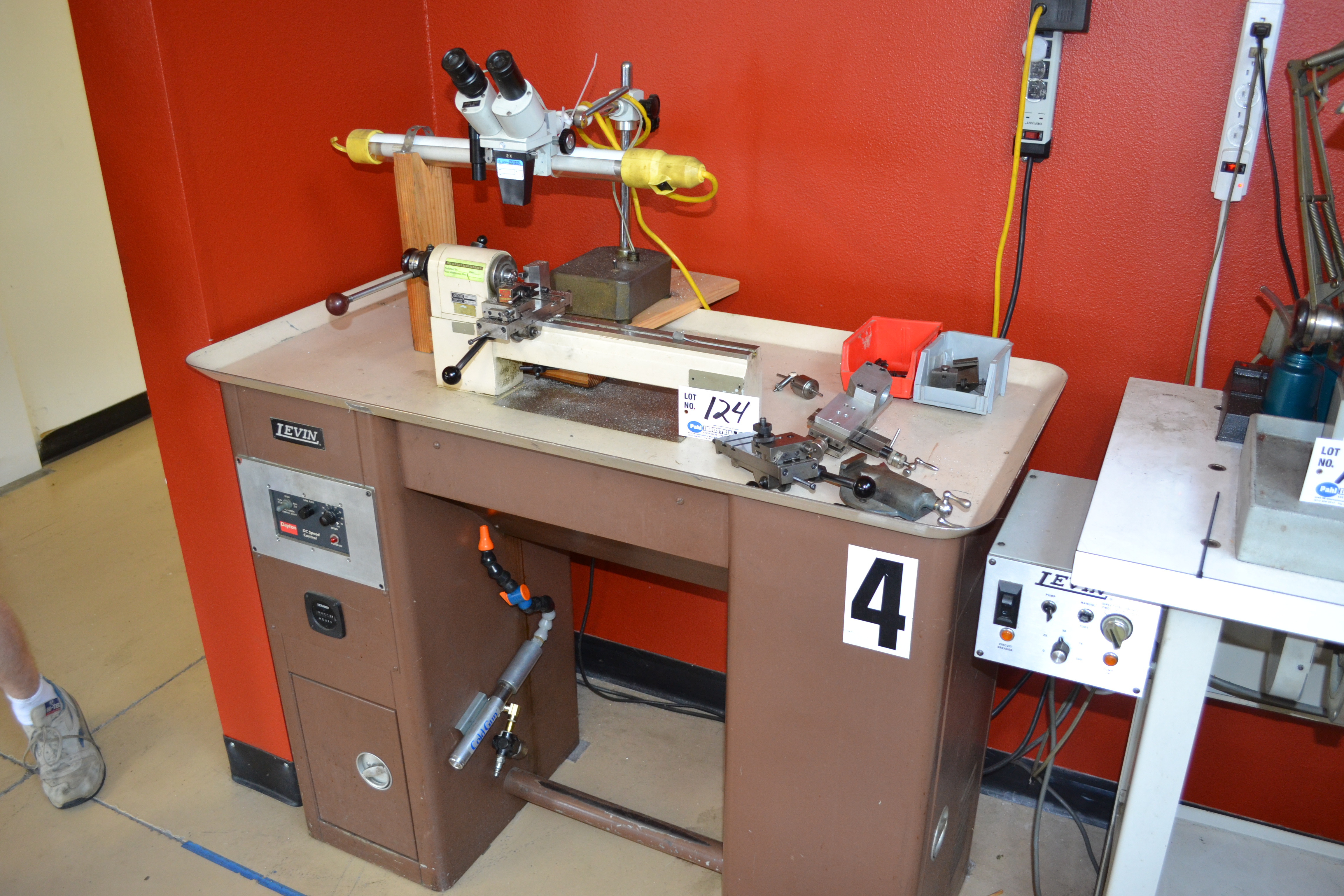 Levin Jewelry Lathe on stand w/Nikon 2X Microscope Type 05720 Lenardo